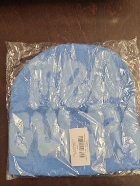 Light Blue Knit Beanie with Pattern